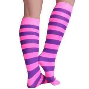 Chrissy's Socks Neon Pink / Purple Striped knee Socks